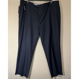 Haggar Big & Tall Dress Pants Men 46W X 32L Classic Fit Herringbone Navy NEW